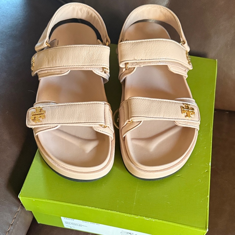 Tory Burch Kira All Leather Sandals worn only once original box & dust bag